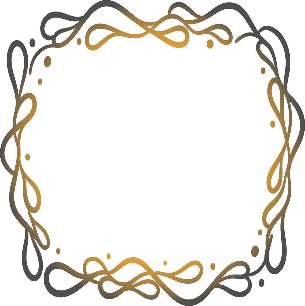 Modern Elegant Gold Line Frame with Abstract Wavy Swirls and Decorative Elements on Navy Blue Background for Luxury Branding, Events, and Graphic Design Projects vector