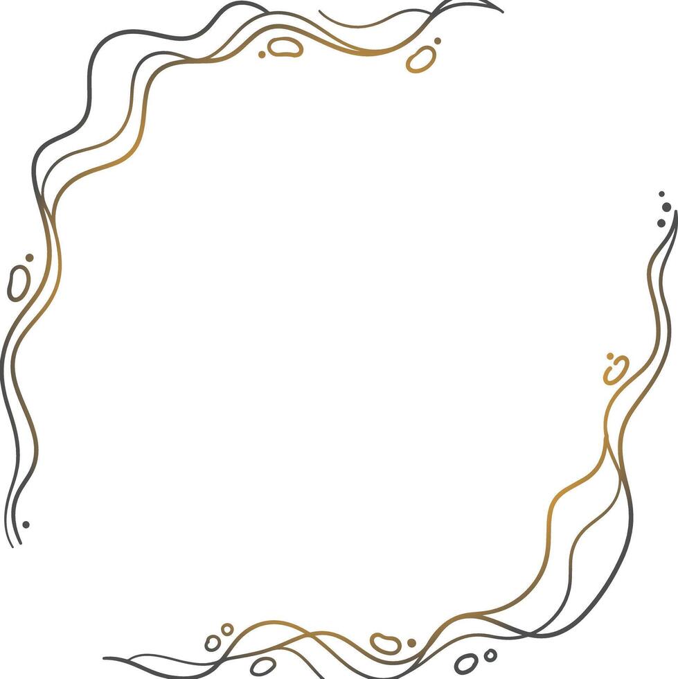 Stylish Abstract Gold Wavy Frame with Dotted Embellishments on Dark Blue Canvas Perfect for Invitations, Greeting Cards, Luxury Packaging, and Branding Design vector
