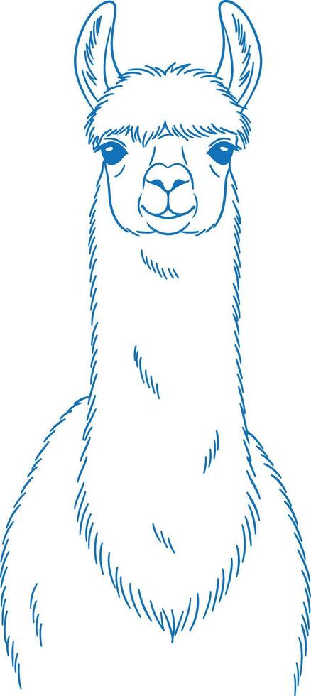 Simple minimal hand drawn llama head illustration with monoline style and clean modern line art for elegant decor vector