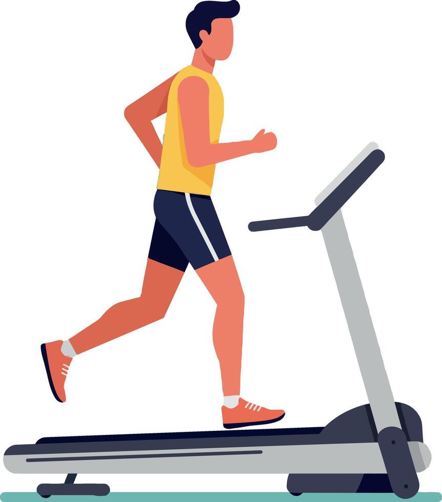 Man Running on Treadmill Fitness Exercise Indoor Workout Activity Illustration vector