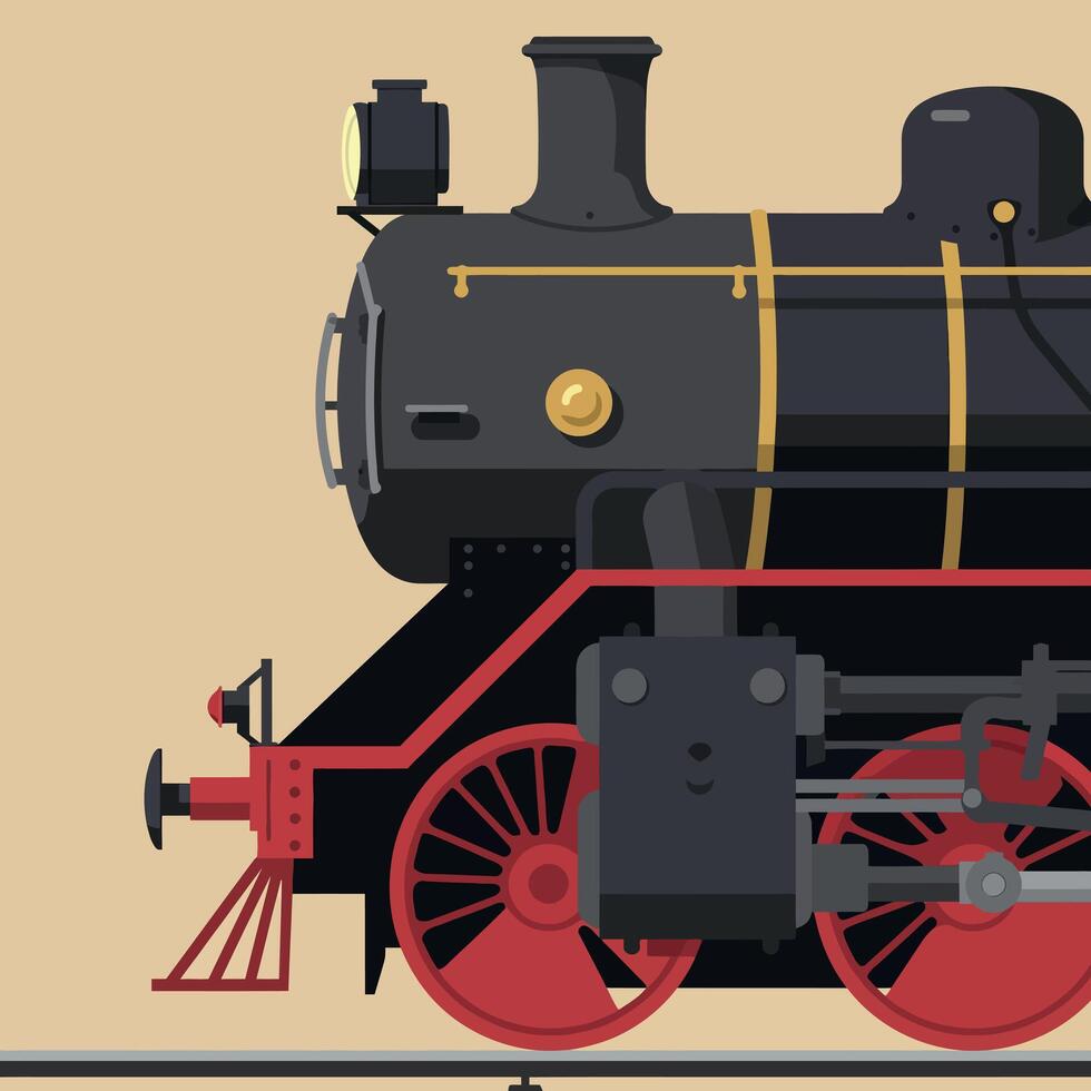 Vintage steam locomotive engine with black and red colors illustration vector