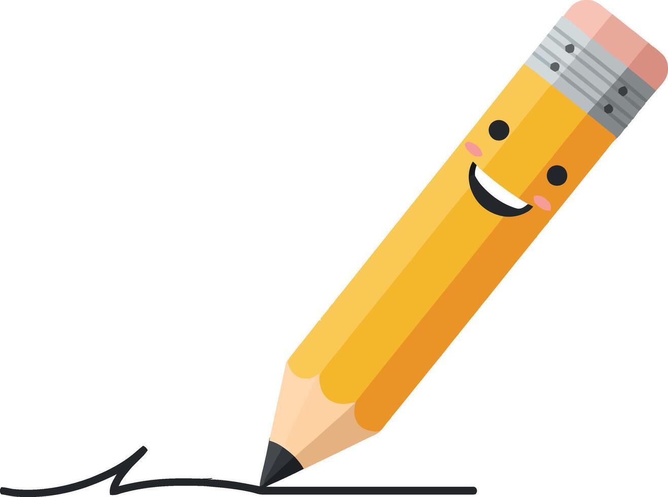Smiling Yellow Pencil Drawing Line with Eraser Illustration vector
