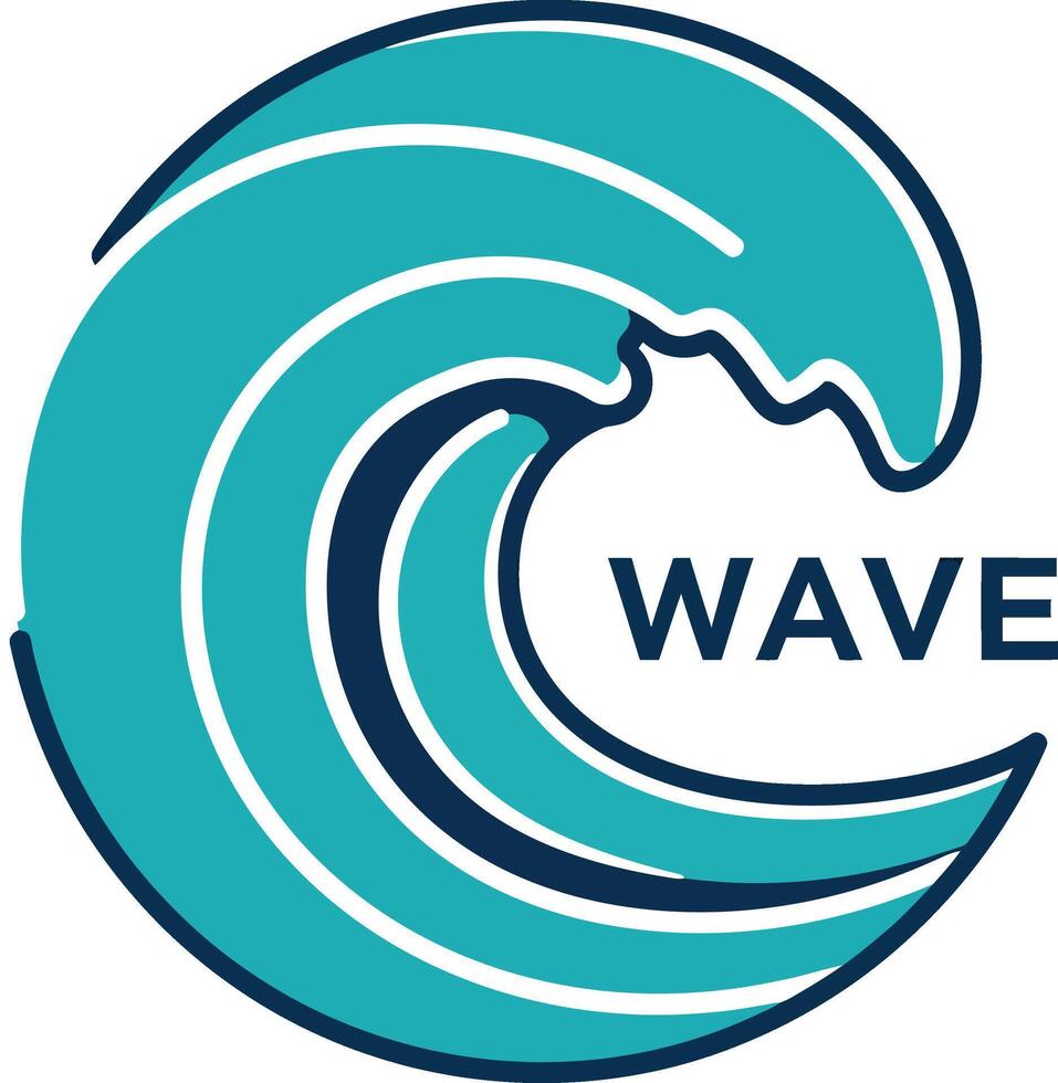 Wave logo design with stylized ocean wave in blue and teal colors for branding and identity vector