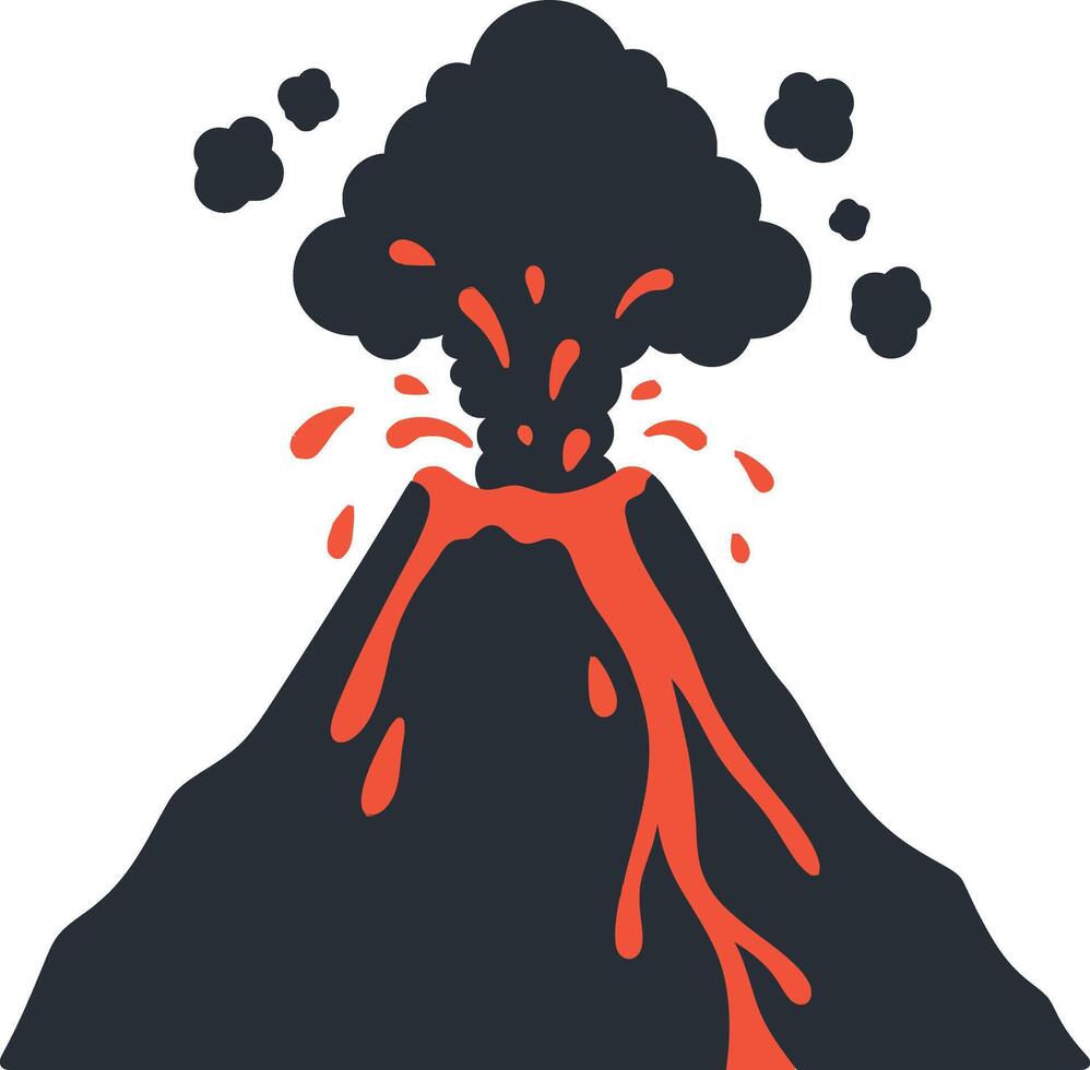 Volcano erupting with lava and smoke volcanic eruption natural disaster illustration vector