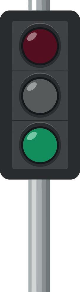 Traffic light illustration with red green signals on gray pole vertical orientation vector