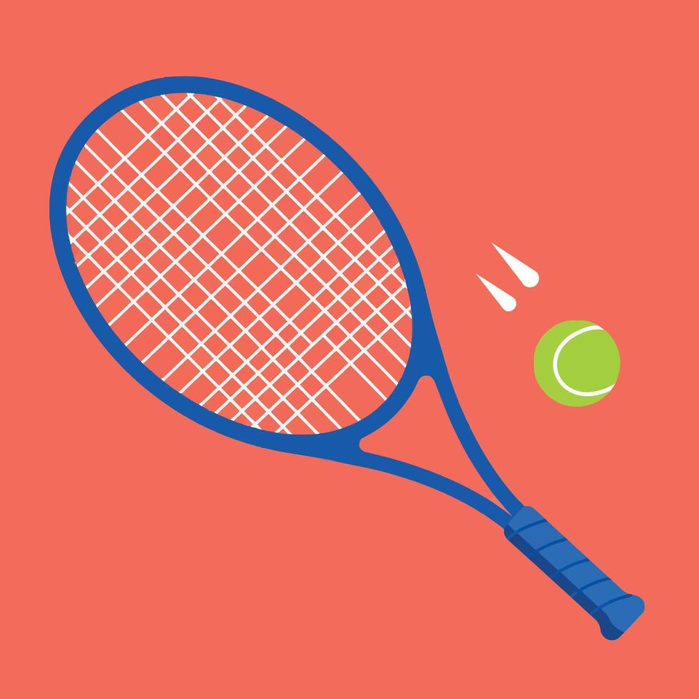 Tennis racket and ball illustration on orange background in square format vector