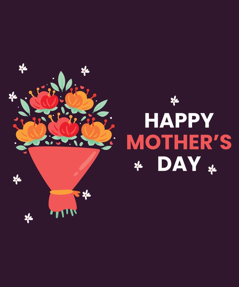 Minimal Floral Mothers Day Card Template vector