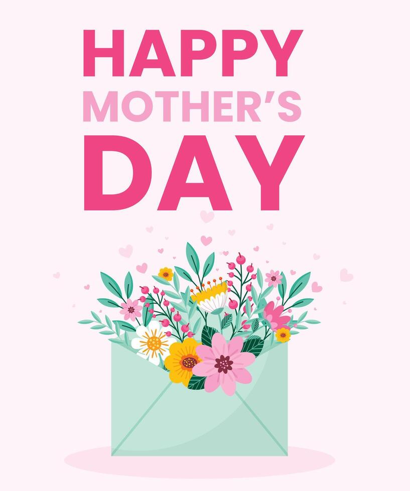 Happy Mothers Day Card with envelope vector