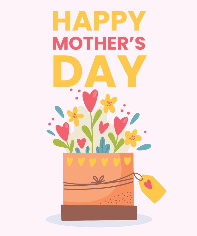 Happy Mothers Day Card with hears vector