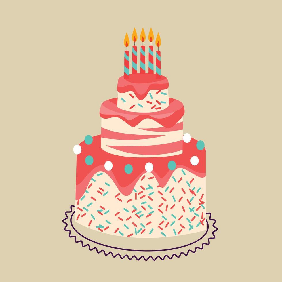 Birthday cake with pink toppings vector