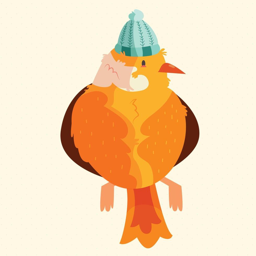 Cute Cartoon Bird Wearing a Hat vector