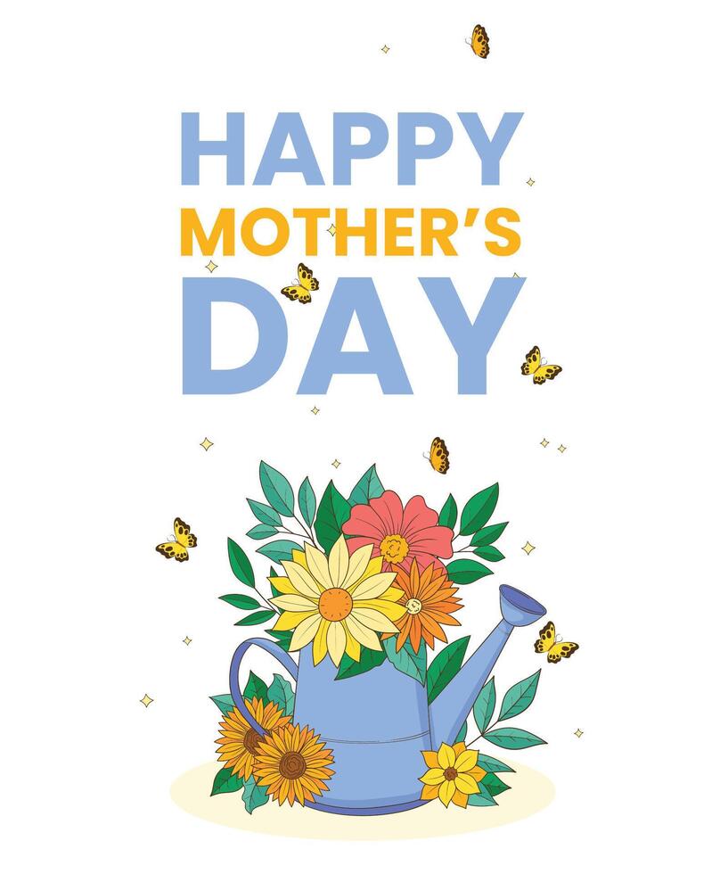 Happy Mothers Day Card with butterflies vector