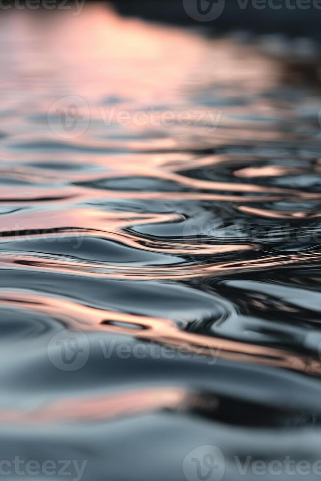 Rippling water reflects soft sunset hues in tranquil setting photo