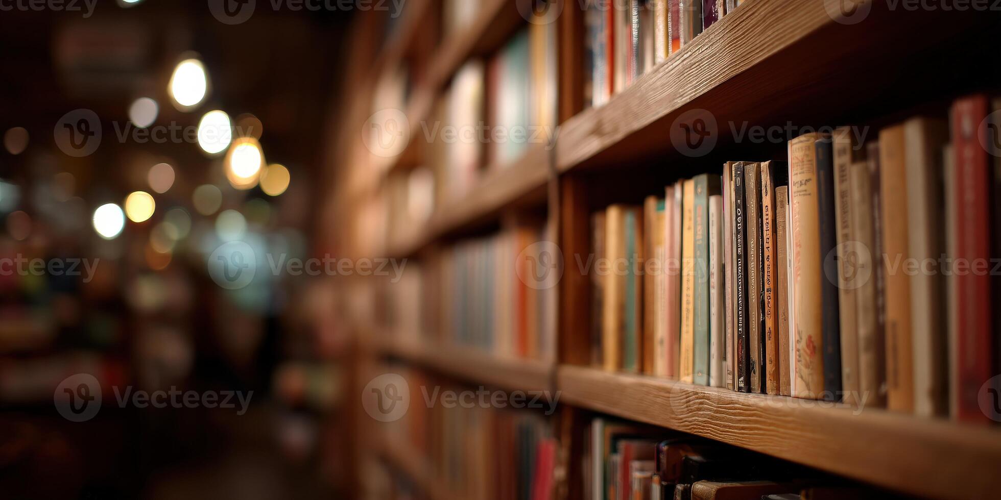 Cozy library interior with books lined on shelves photo