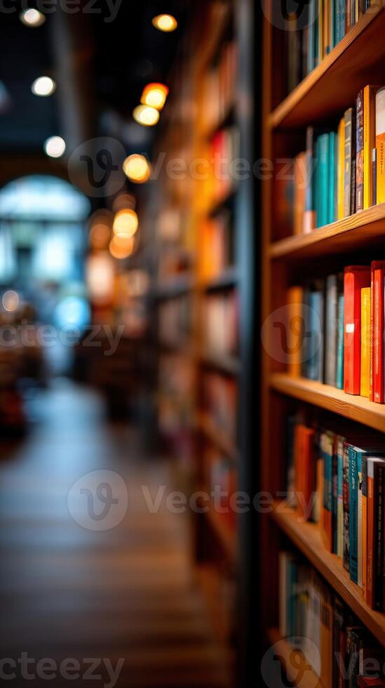 A row of books on a shelf in a bookstore photo