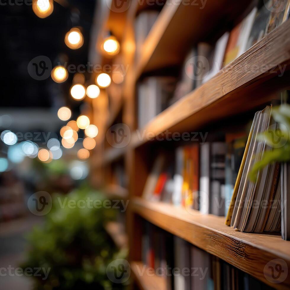 A book shelf with books and plants in a room photo