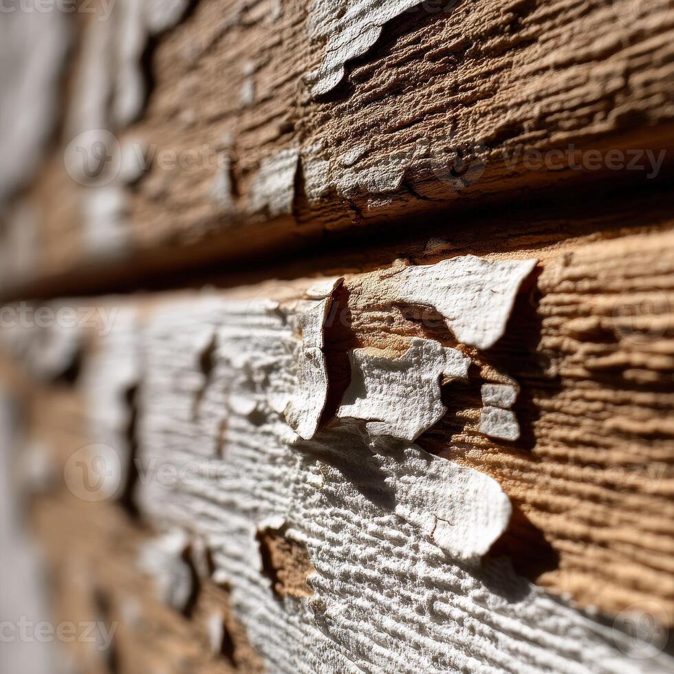 Textured rustic wood with peeling paint and detailed grain photo