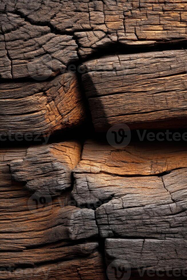Rustic wooden background with textured cracks and grooves photo