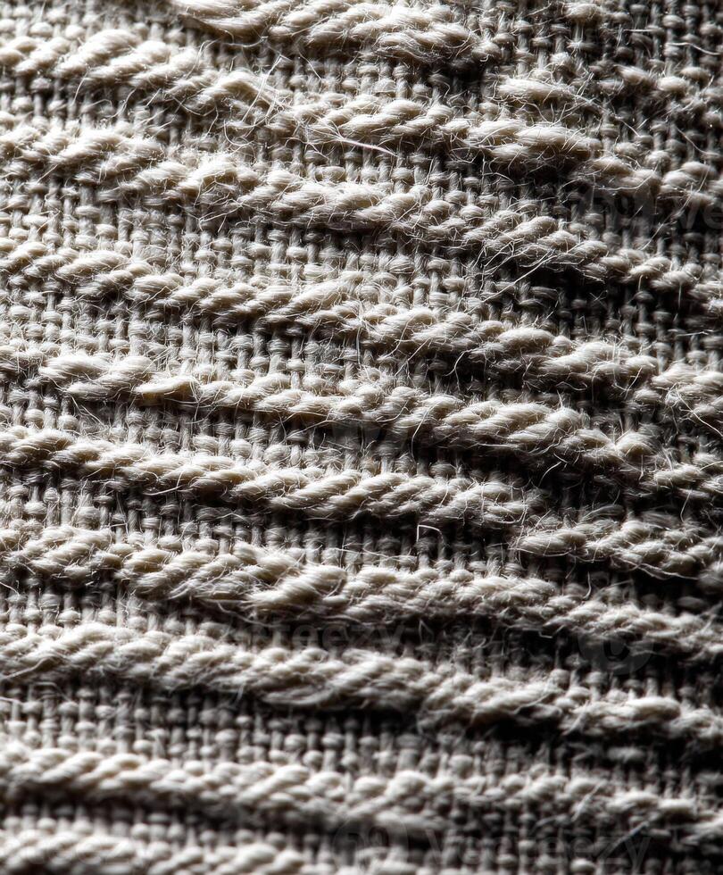 Detailed fabric texture showcasing weaving pattern and fibers photo