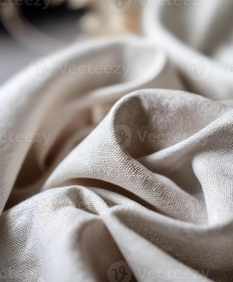 Soft beige fabric drapes create a stunning background effect photo