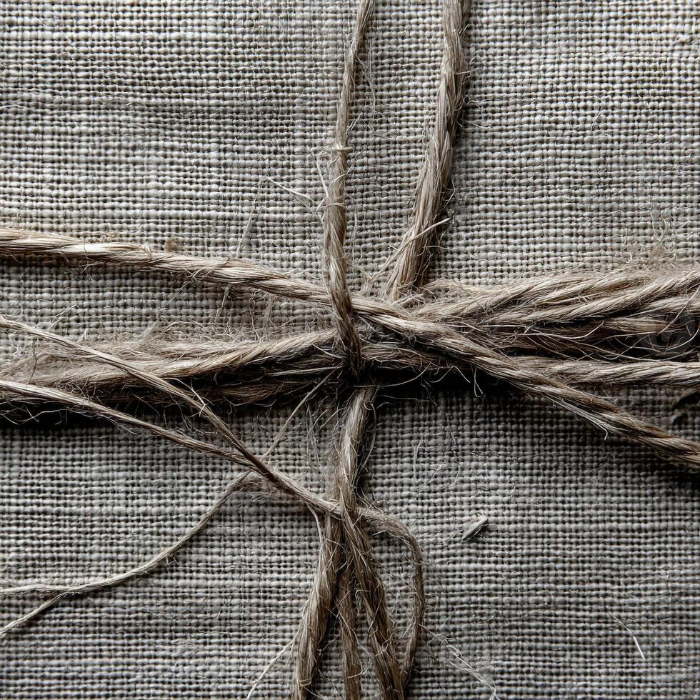 Twisted natural fibers create distinct texture on fabric background photo