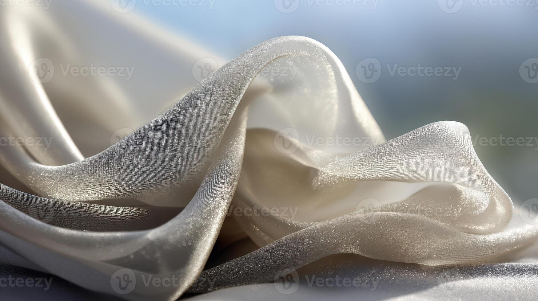 Elegant cream fabric drapes gracefully in soft light photo