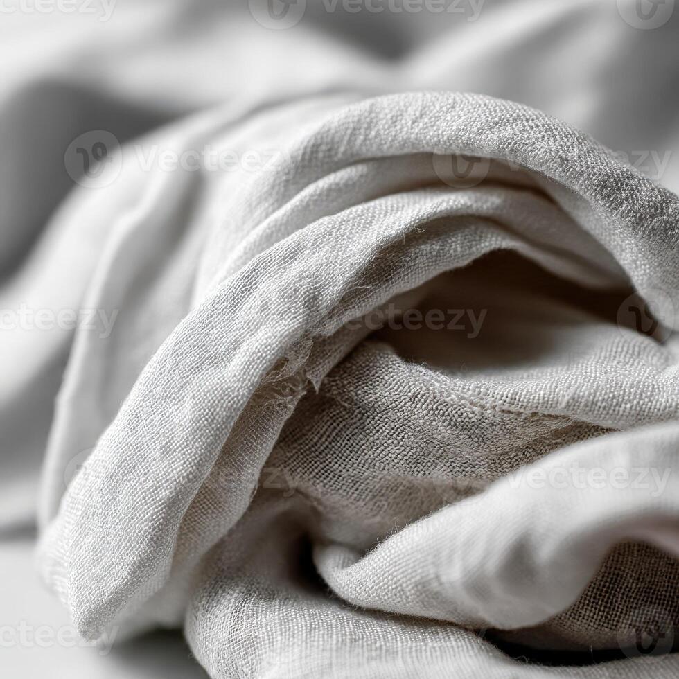 Soft textured fabric draped elegantly on a neutral background photo