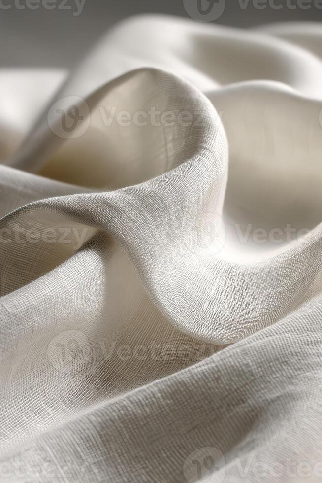Soft white fabric draping gracefully on a smooth surface photo