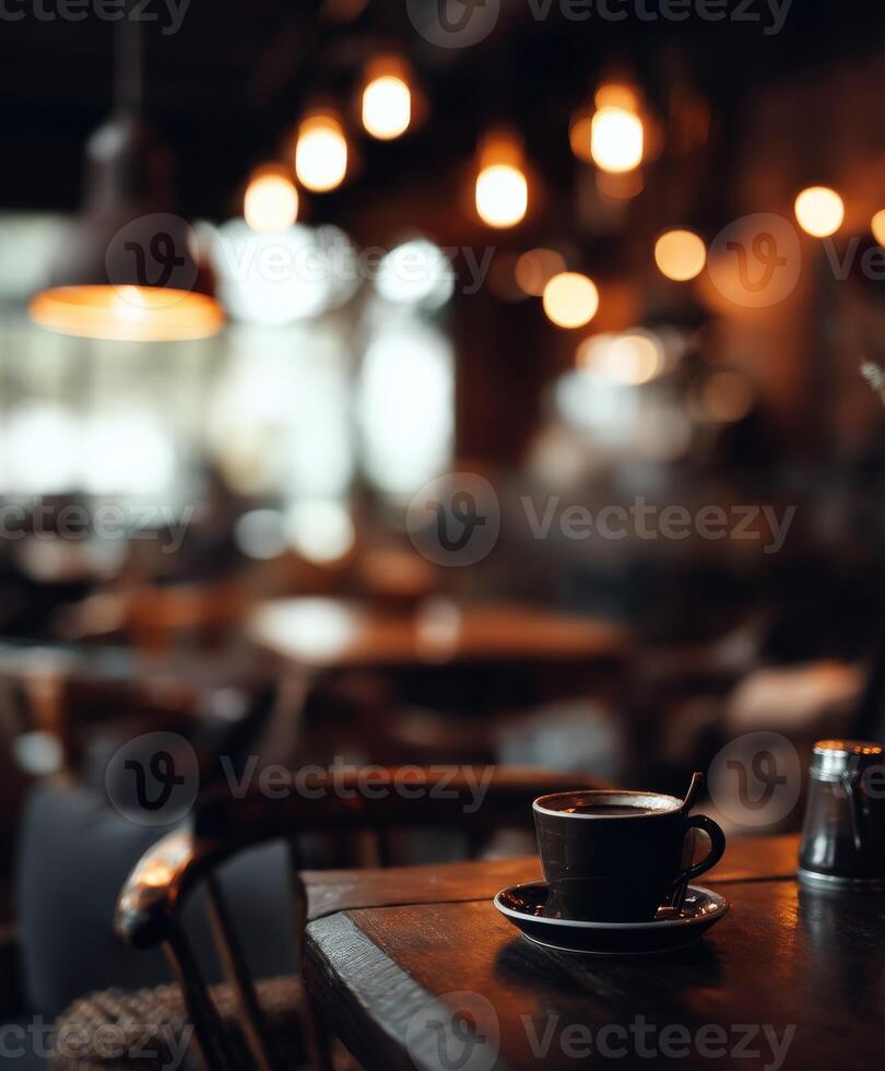 Warm atmosphere captures a quiet moment in a cozy cafe setting photo