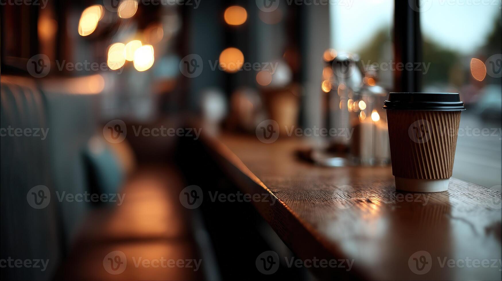Warm ambiance and cozy vibes in a charming coffee shop setting photo