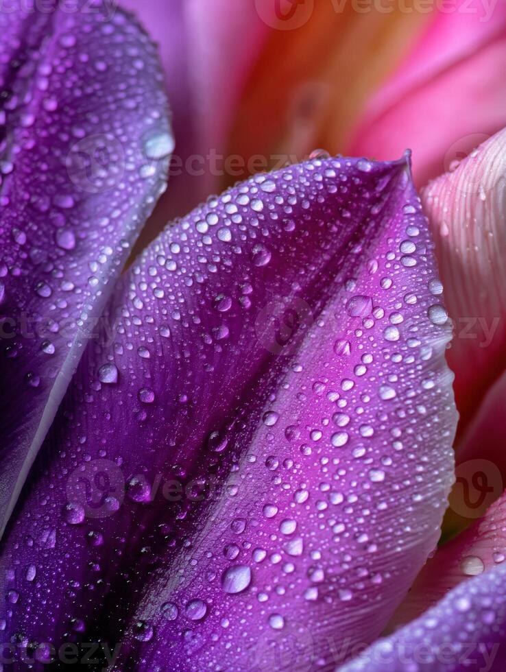 Close-up of dew-covered tulip petals in spring bloom photo