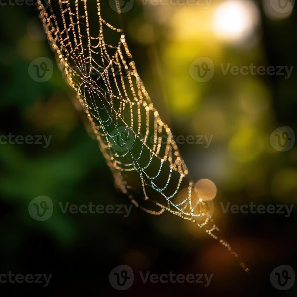 A spider web with dew on it photo