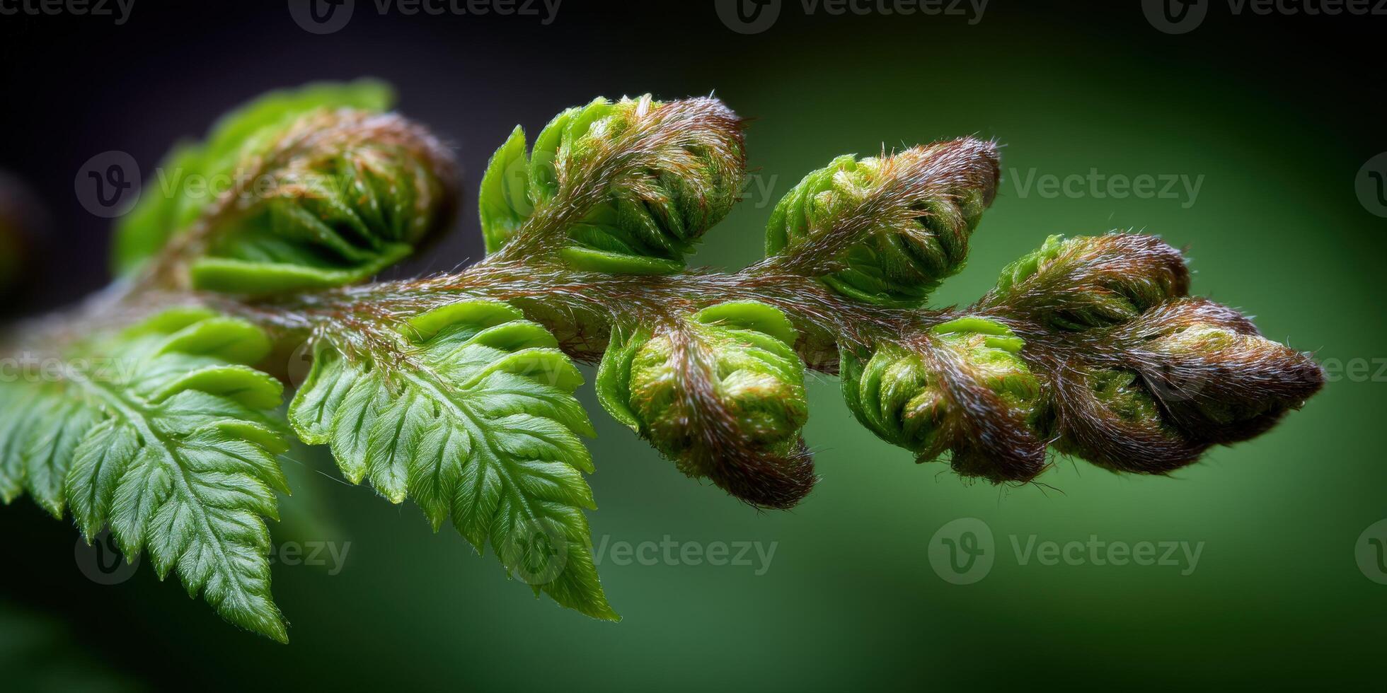 Ferns unfurl in lush spring greenery photo