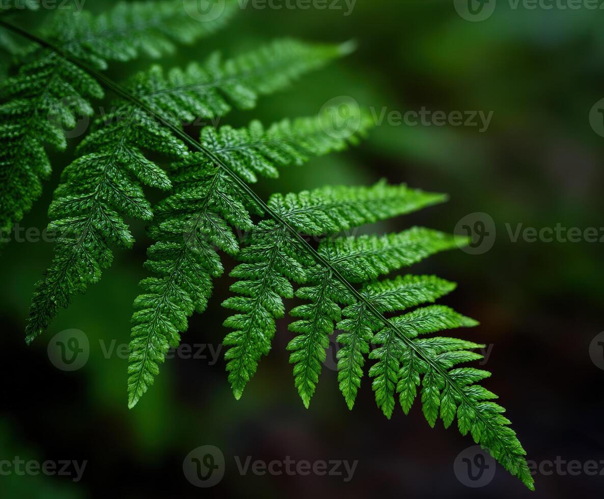 Lush green fern leaves in a tranquil forest setting photo