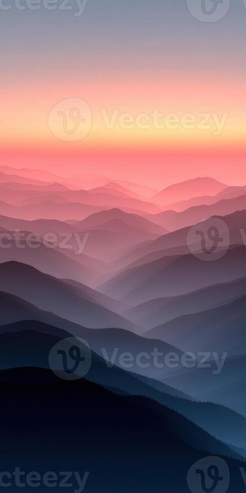 Mountains create vibrant hues during sunset photo