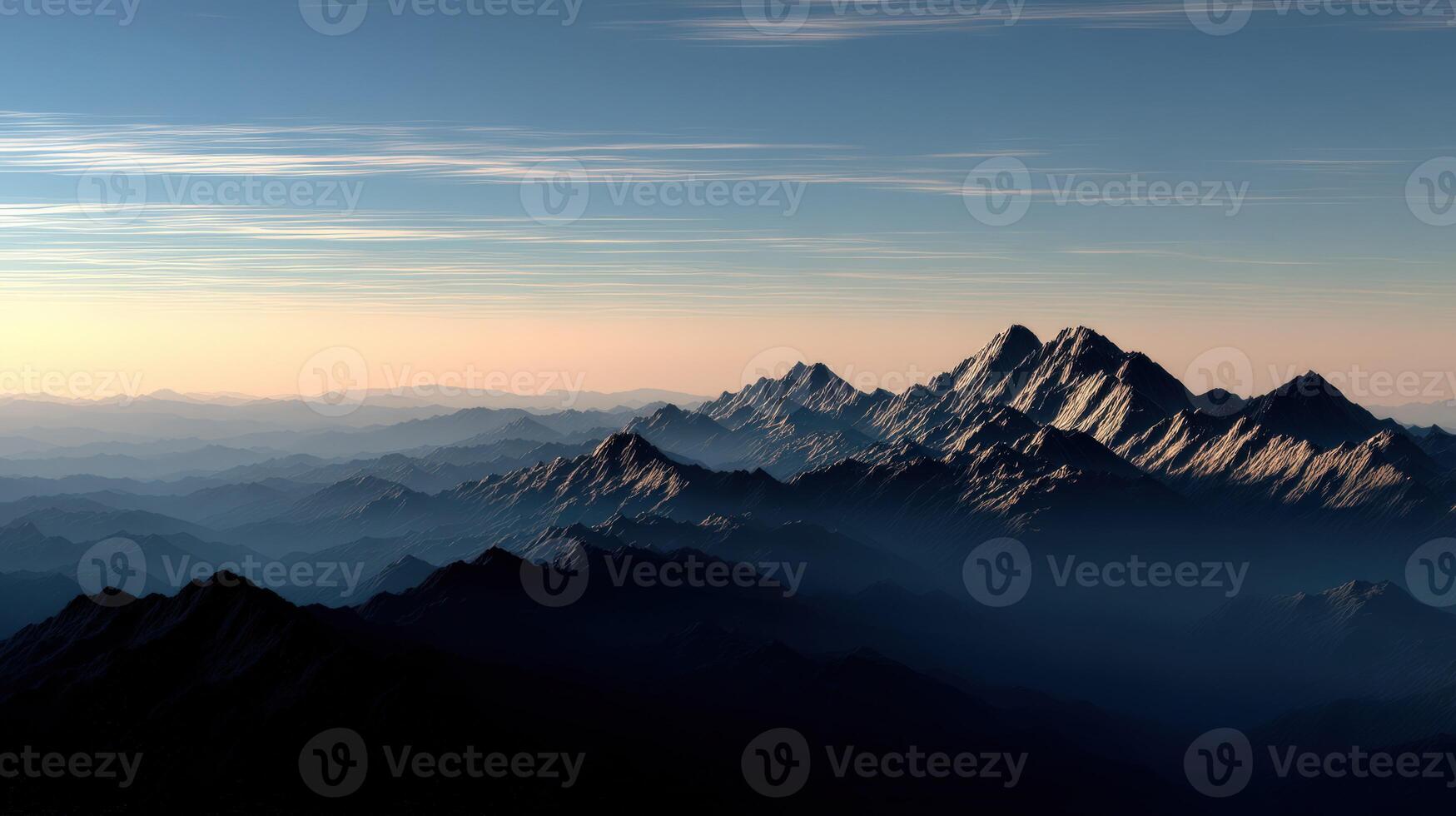 Sunrise over serene mountain landscape photo