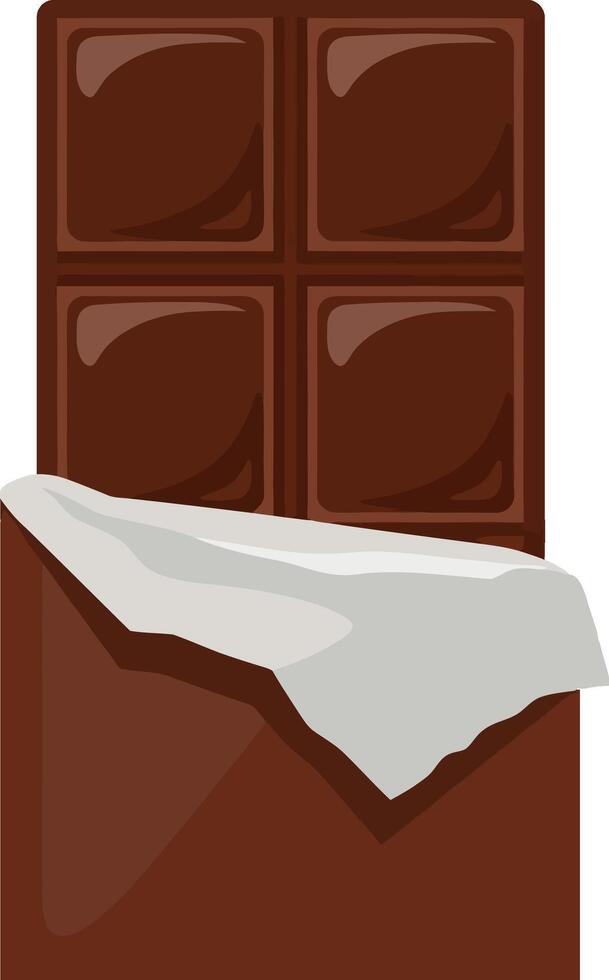 Chocolate Bar with Partially Unwrapped Foil Wrapper Illustration Image vector