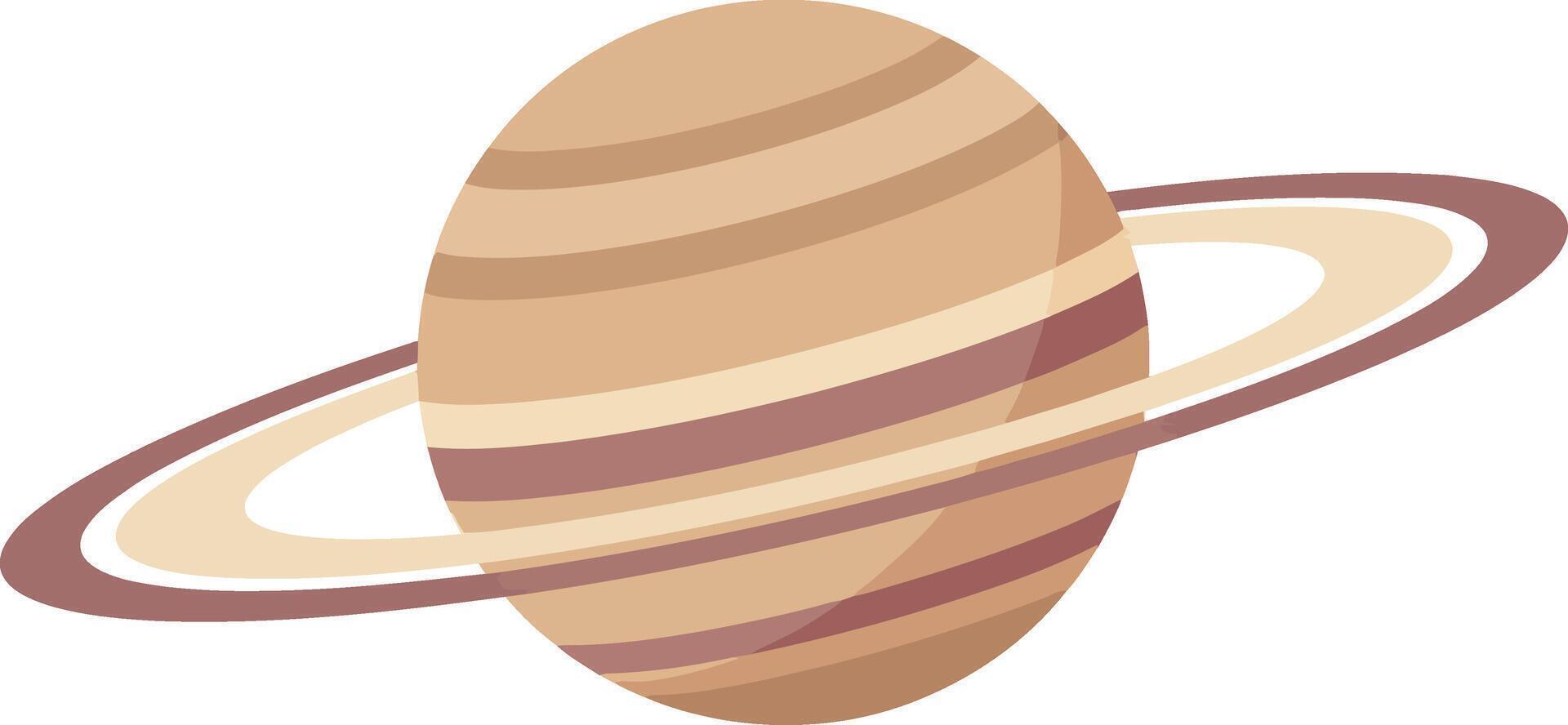 Saturn planet with rings illustration in brown and beige tones simple design vector