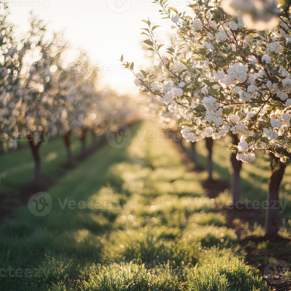 Blooming orchard showcases spring beauty and freshness photo