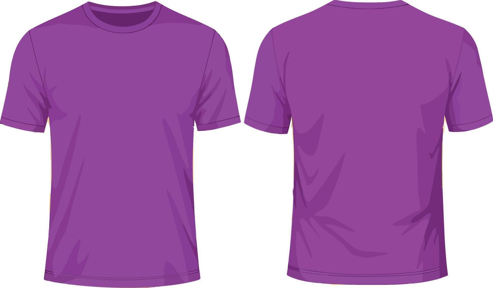 Purple T-shirt Front and Back View Illustration for Clothing Design and Fashion vector