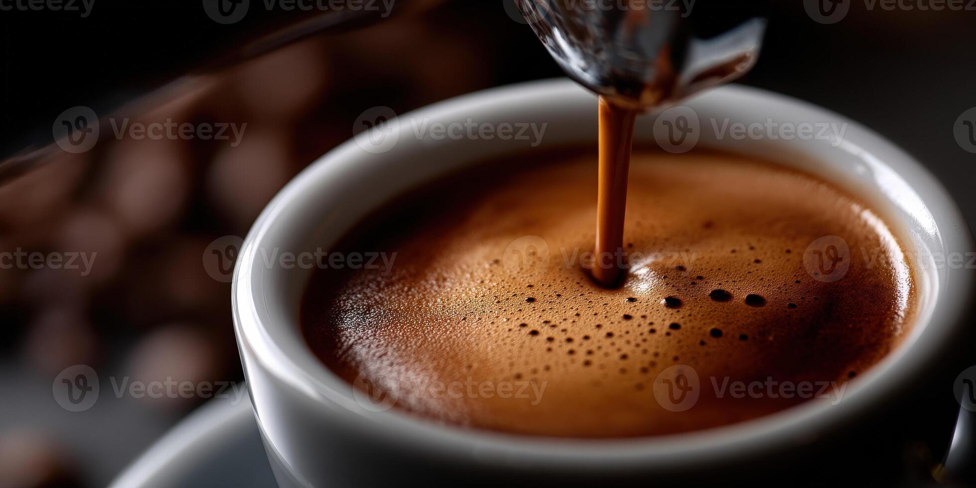 A cup of coffee is being poured into a cup photo