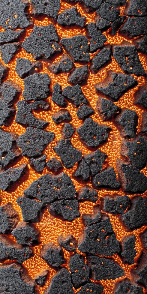 A close up of a black and orange surface photo