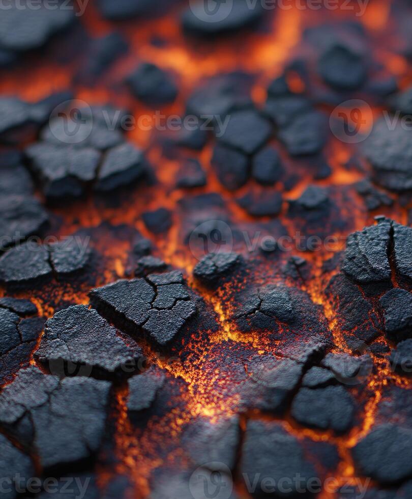 A close up of a black and red lava surface photo