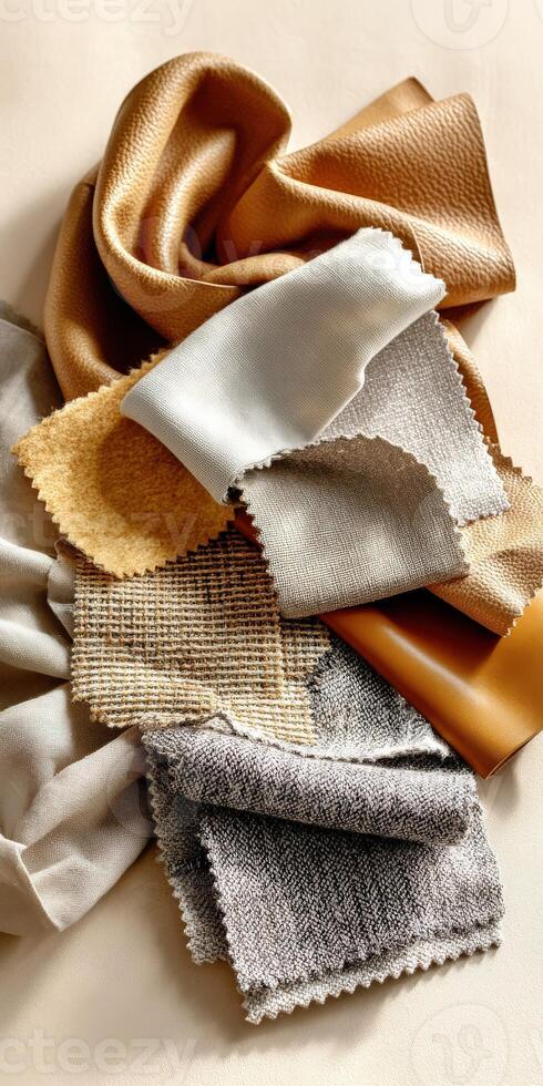 A pile of different colored cloths photo