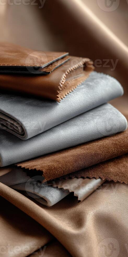 A pile of leather and fabric photo