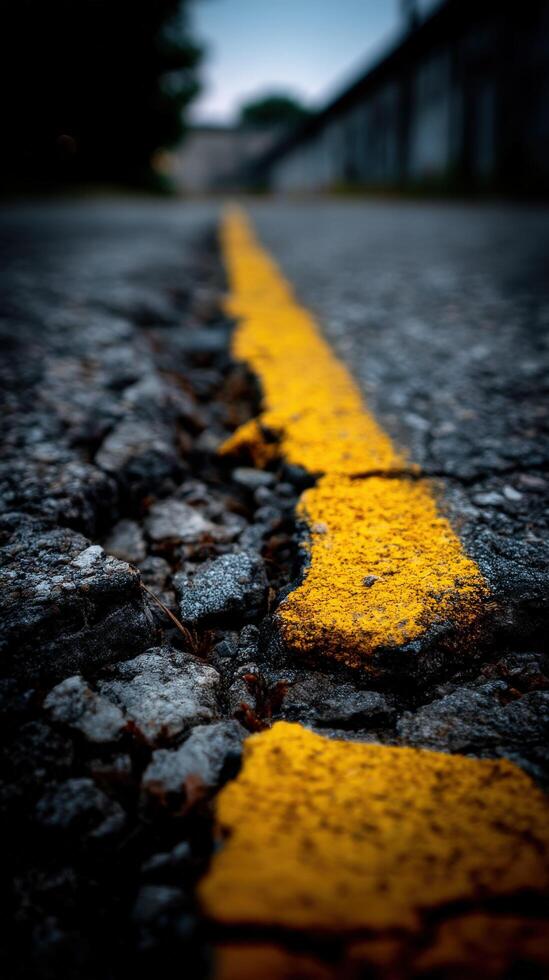 A yellow line on the side of a road photo