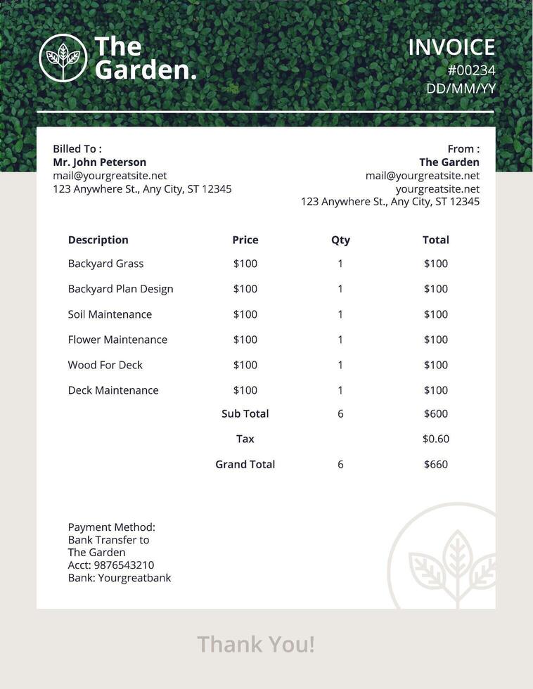 Gardener Invoice template