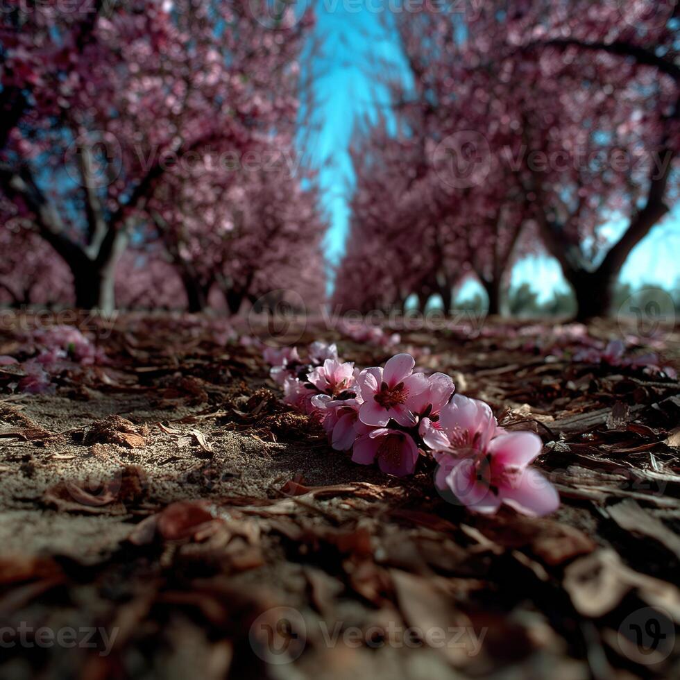 A field of pink flowers in a field photo