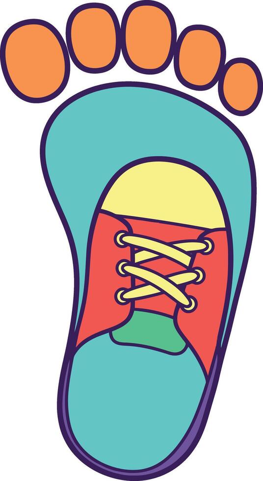 Footprint with Colorful Shoe Illustration in Cartoon Style for Creative Designs vector
