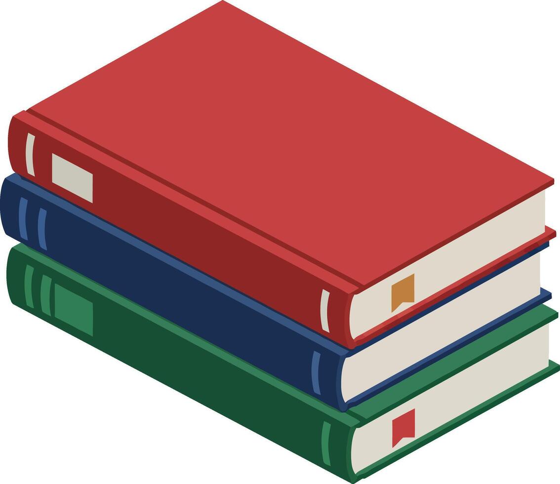 Stack of red blue and green hardcover books isolated on white background illustration vector